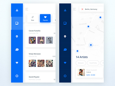 Tatto UI Kit: Menu app blue ios kit material menu soft ui white