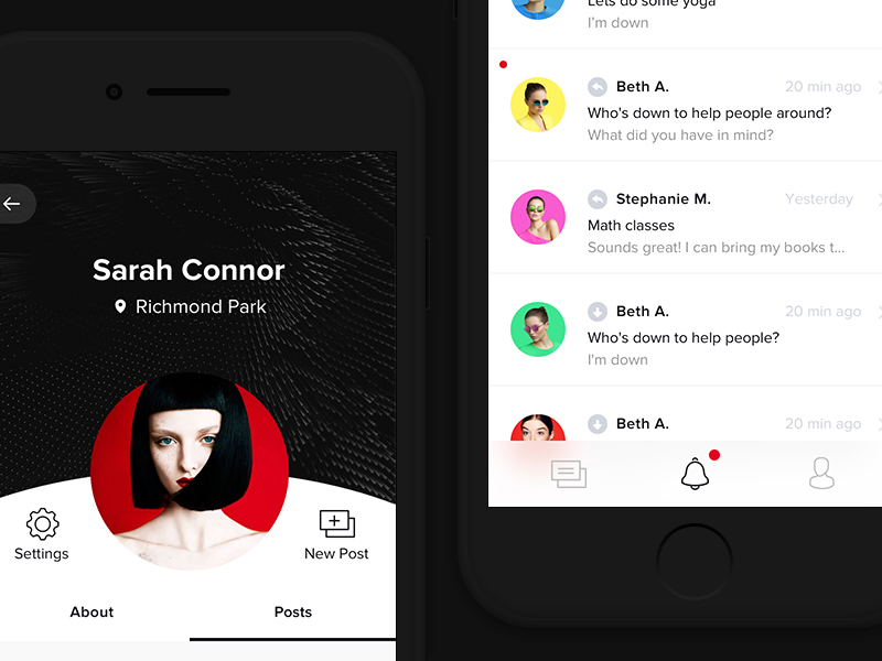 Social App by zakovska on Dribbble