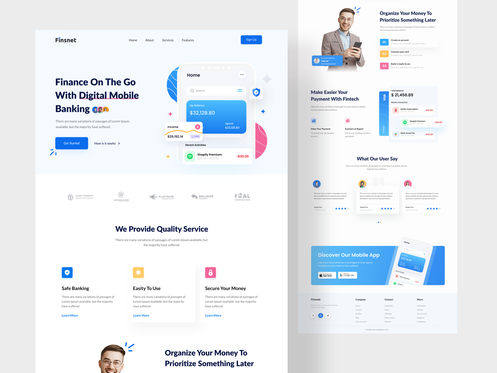 Fin-tech Landing Page I Devsnet by DevsNet on Dribbble