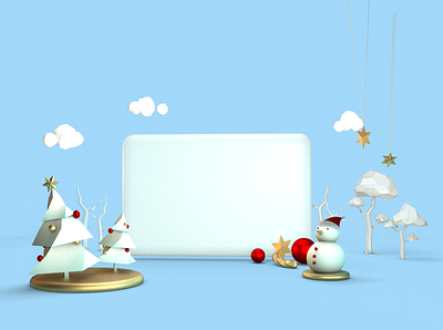 Christmas Trees and Snowman 3d c4d christmas christmas tree cinema4d cloud digital illustration graphic modeling snowman trees
