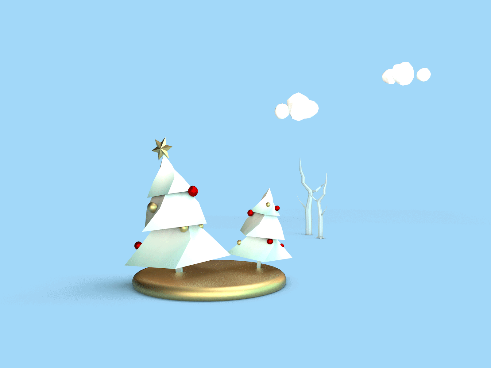 Dancing Christmas Trees animation c4d christmas cinema4d digital painting gif illustration lowpoly modeling trees