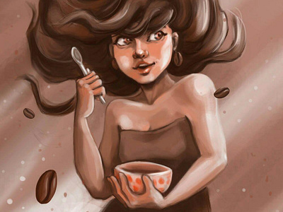 tiramisu charachter coffee cooking digital illustration digital painting illustration