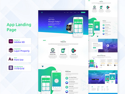 App Landing Page adobexd app landing page corporate website landingpage psd web template uidesign uxui website