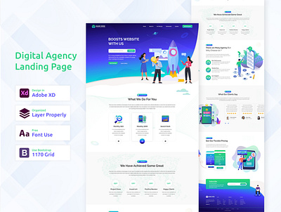 Digital Marketing Agency Landing Page adobe xd agency landing page agency website corporate website marketing agency marketing landing page marketing site psd web template