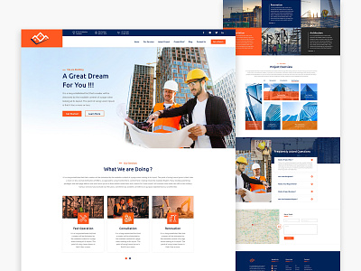 Construction Company Landing Page construction construction website psd web template realestate realestate website renovation uiux web page website design