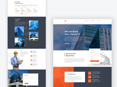 Construction Company Landing Page construction construction website psd web template realestate realestate website renovation uiux web page website design