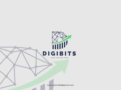 Digibits Logo bitcoin branding crypto d digital internet letter d logo nft stock technology