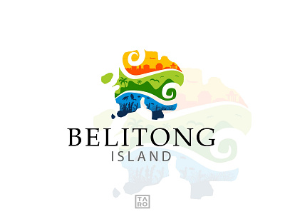 Belitong Island archipelago beach hire ilustration indonesia island logo sea