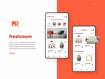 Freshroom Furniture App (Android App) android app appdesign appdesigner design figma furniture furniture app furniture design ui uiux uiuxdesign