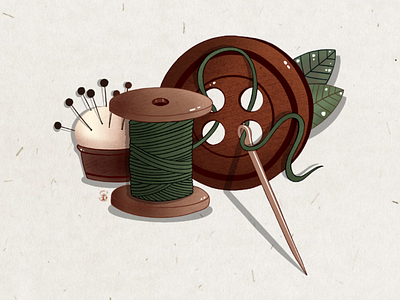 Thread and needle digitalart illustration