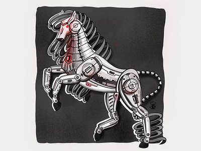 Robot horse art digital art digital illustration horse illustration robot surrealism