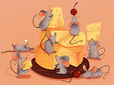 Mice and cheese cheese conceptart digitalart illustration mice mouse