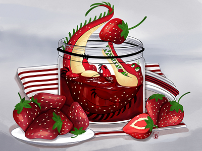 Crocoberry crocodile digital art drawing illustration strawberry