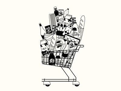 Grocery cart artwork design digital art illustration procreate ui