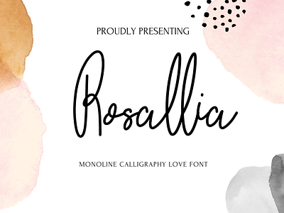 Rosallia apparel brochure design calligraphy digital product font freebie mockup mugs summer wedding