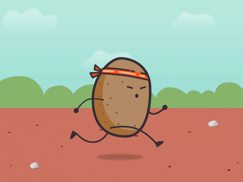 Running potato chlubby ground illustration plum potato run stone