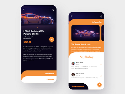 LEGO toy car app design ui