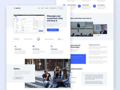 tawk.to - Home page blue branding chat clean design desktop flat flat ui homepage large minimal modern product ui user experience user interface ux web design website