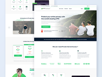 Private Internet Access - Home page clean design desktop flat green homepage minimal modern privacy product provider security ui ui design user experience user interface ux vpn web design website