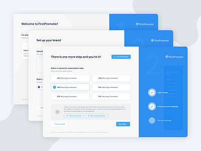 FirstPromoter - Onboarding process clean dashboard design flat marketing modern onboarding promoting tool ui user experience user interface ux web app web application