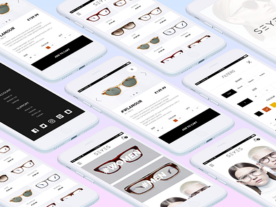 Seyes Mobile UI app black design fashion glasses iphone mobile shopping ui user interface ux white