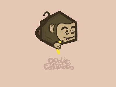 pooliestudios ape ape banana character happy illustration logo poolie pooliestudios zoolie
