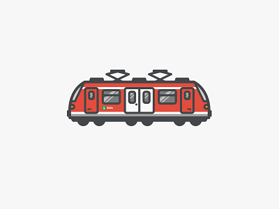 S-Bahn flat german illustration little s bahn simple tiny train vector waggon