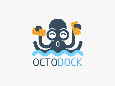 Octodock Logo code container corporate design illustration kraken logo mascot octopus sea simple vector water