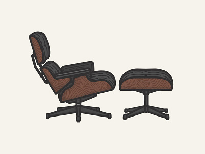 Vitra Eames Lounge Chair chair design eames icon illustration interior lounge ottoman simple vector vitra