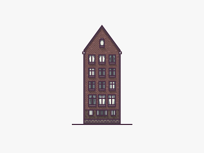 Amsterdam House amsterdam architecture bricks building flat house illustration linework simple small vector windows