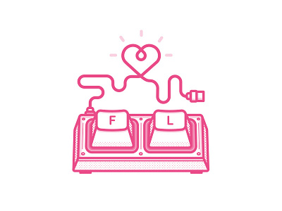 Dribbble Keyboard dribbble heart illustration keyboard keycaps keys like love mechanical pink simple vector