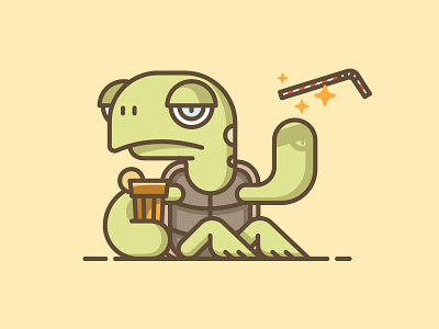 Grumpy Turtle angry drink gun illustration mad plastic sad straw summer sun tortoise turtle