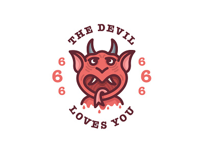 The Devil Loves You 666 beast devil hell horns illustration love satan tattoo