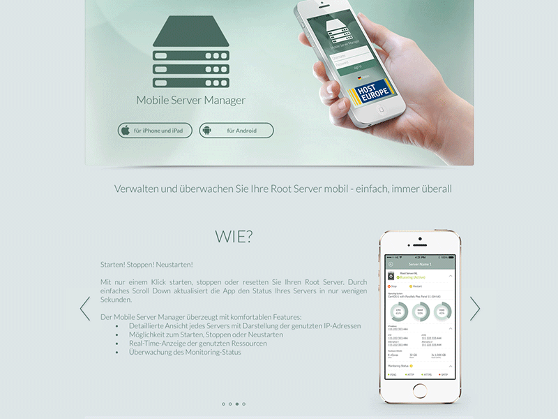 Mobile Server Manager - Landing page landing page webdesign