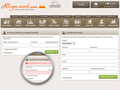 Login (Full Design) - All You Need GmbH login design registration design user experience user interface web design