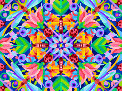 Kaleidoscope art artwork butterfly colorbook coloringbook digital dragonfly flat flower game graphicdesign illustration kaleidoscope pattern vector