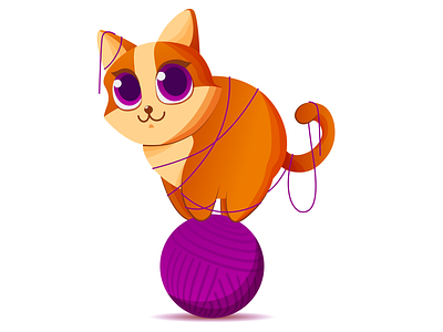 Peach animal cat cute design flat funny illustration orange peach pet vector
