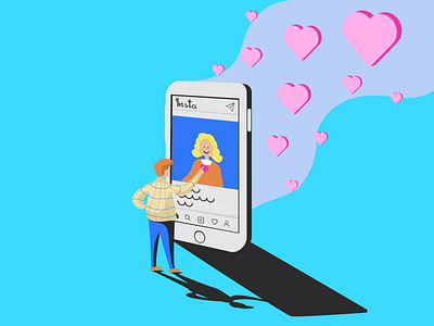 Social network app boyfriend girlfriend illustration in love instagram ios iphone like likes love simple social network ui vector