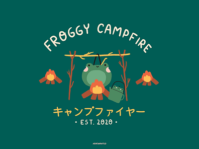 Froggy campfire camp campfire frog japan japanese logo logotype
