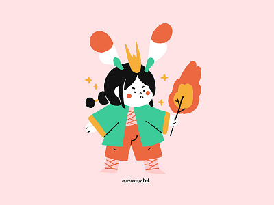 Warrior character character art fire girl woman
