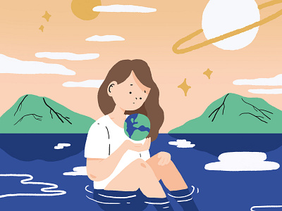 Protect earth character earth girl nature ocean planet