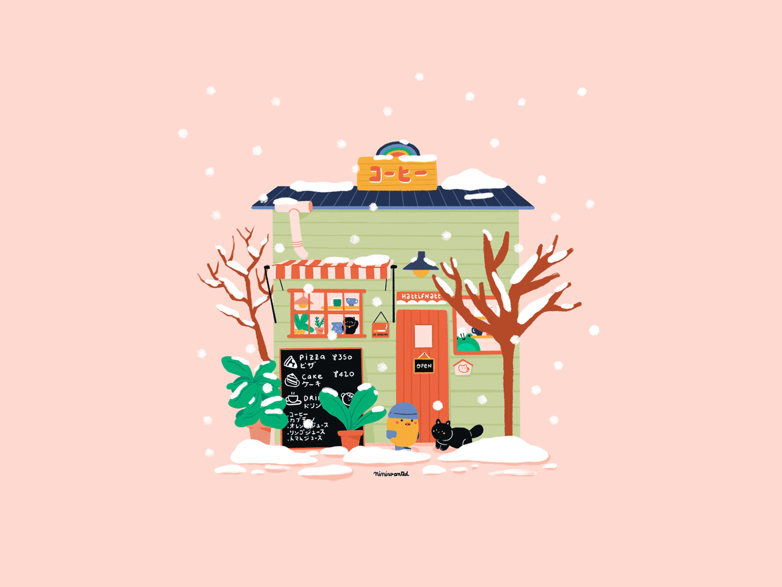Coffee shop during winter by Jenny Lelong