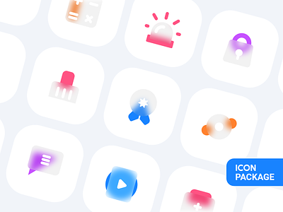 Icon package v 2.0 abstract app app icon app logo blur icon branding design icon icon design icon set iconography icons identity illustrator ios lock icon play icon ui vector white