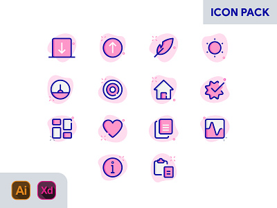 PINK & BLUE ICON PACK app icon arrow icon blue icon branding home icon icon icon design icon set icon vector icon xd icon xd iconography icons identity info icon leaf icon pink icon target icon vector