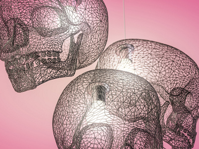 Fuckin voodoo magic lamp – closeup architecture bulb c4d interior lamp light pink silver skull string threads