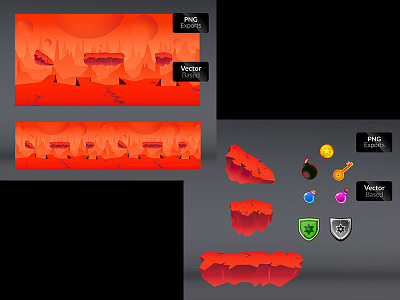 RED PLANET asset background fantasy game asset gaming nature plat former scroller side scroller tileable tileset vector