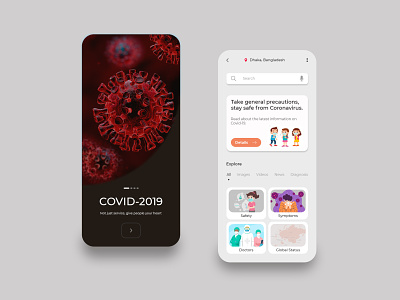 COVID 19 iOS App app best branding corona coronarender coronavirus covid covid-19 covid19 design dribbble health healthcare healthy render renderer shot ui