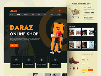 Daraz landing page redesign design ecommerce home page landing page online store redesign shopping typography ui ux web design website
