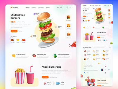 UI UX design or Website template design for food or restaurant