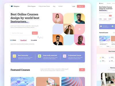 Modern Online education template college creative design education school ui ui ux ui design user experience design user interface design ux ux design web template website design